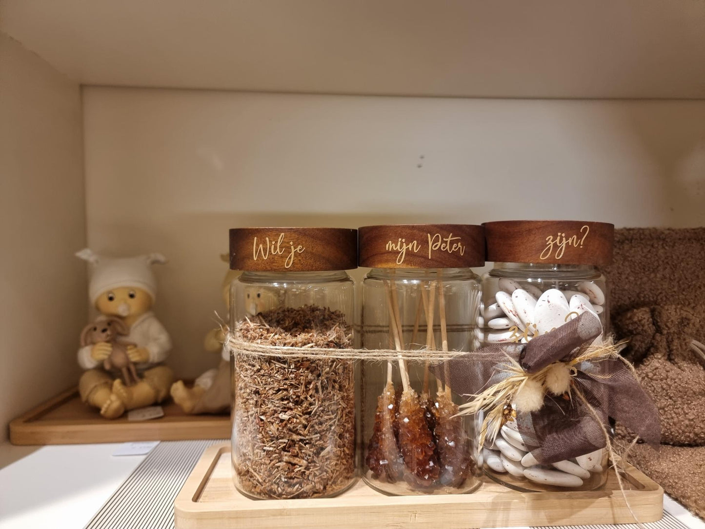 Voorraadpot met acacia deksel 120 ml bruin