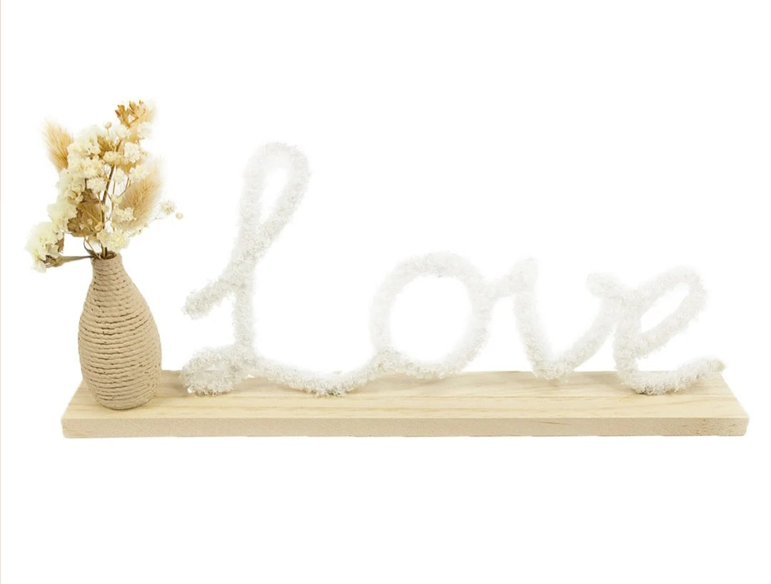 "LOVE" decoratie met vaas en droogbloemen 35x4xH15cm