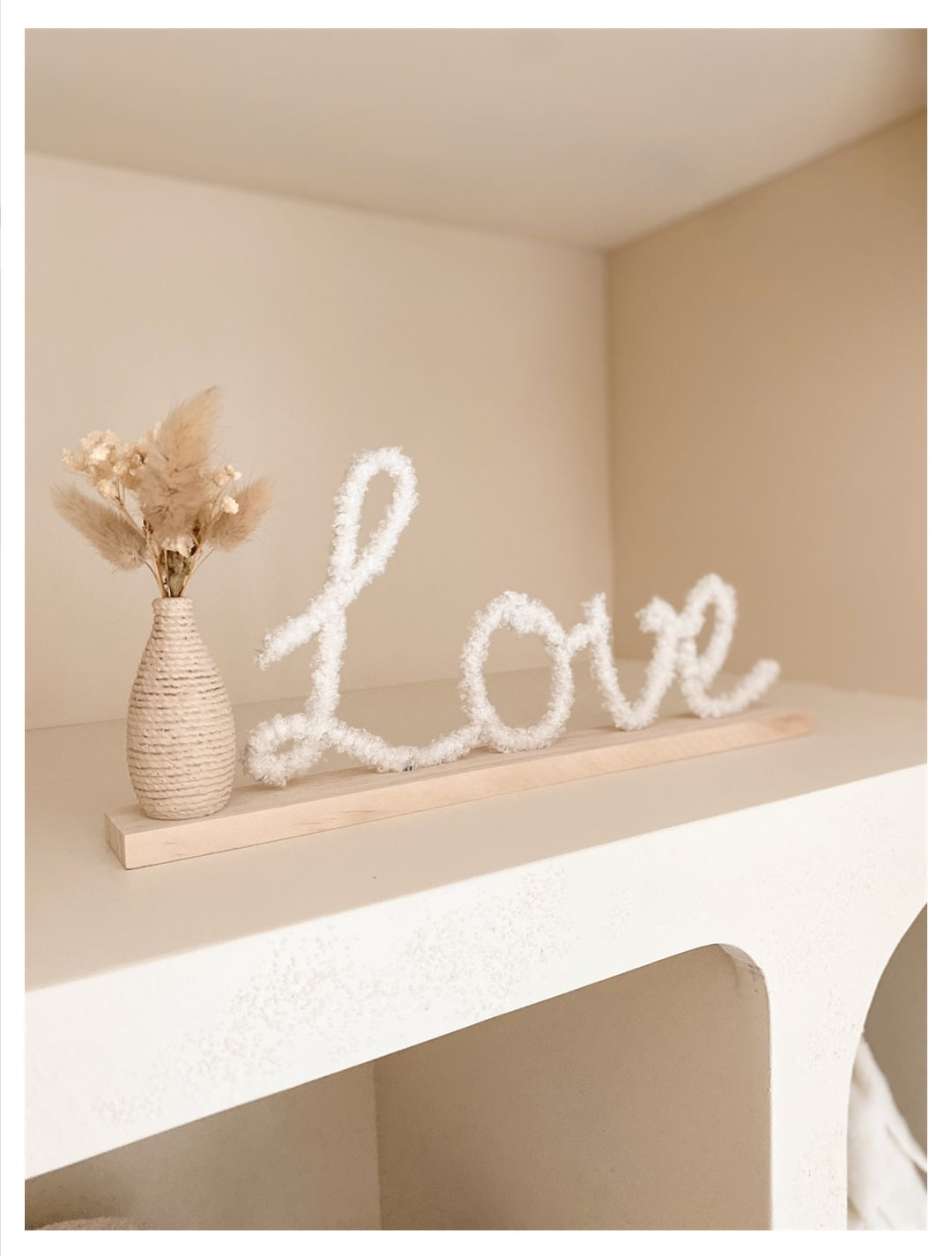 "LOVE" decoratie met vaas en droogbloemen 35x4xH15cm