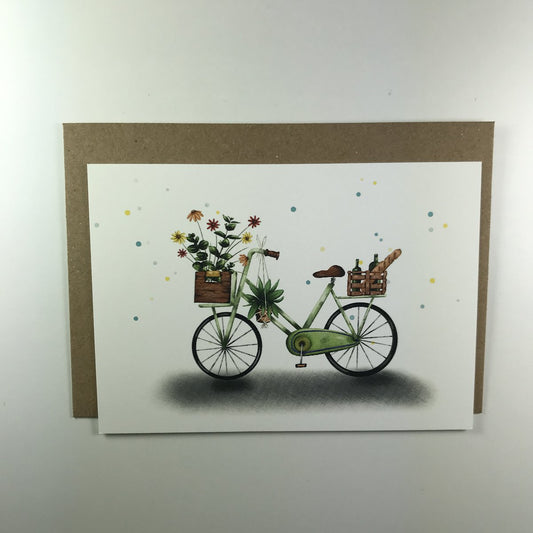 Postkaart - Flower power bike