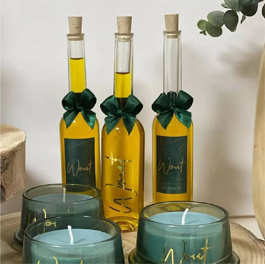Glazen fles lange hals met kurk 100 ml