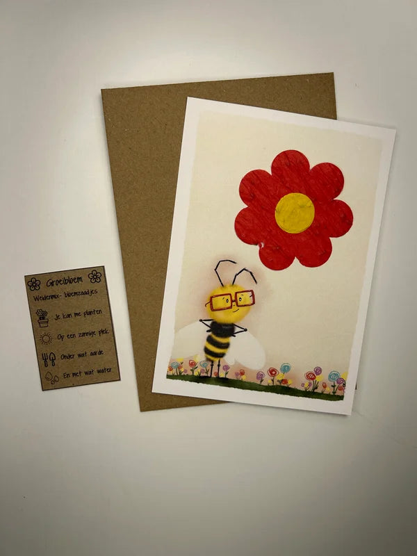 Postkaart Groeibloem - Bee the growth in you!