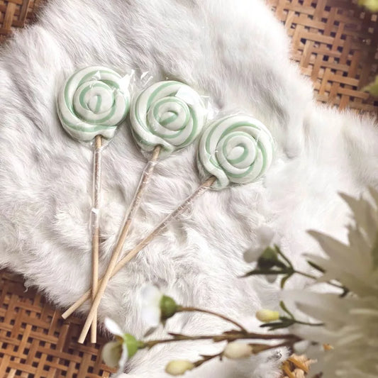 Lolly met lijntjes groen/wit