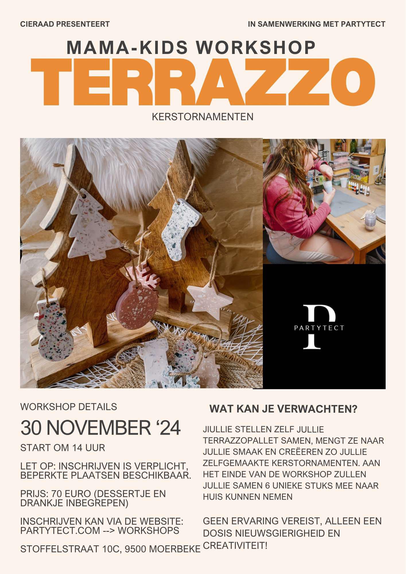 Mama-Kids Workshop Terrazzo Kerstornamenten Voorschot €20